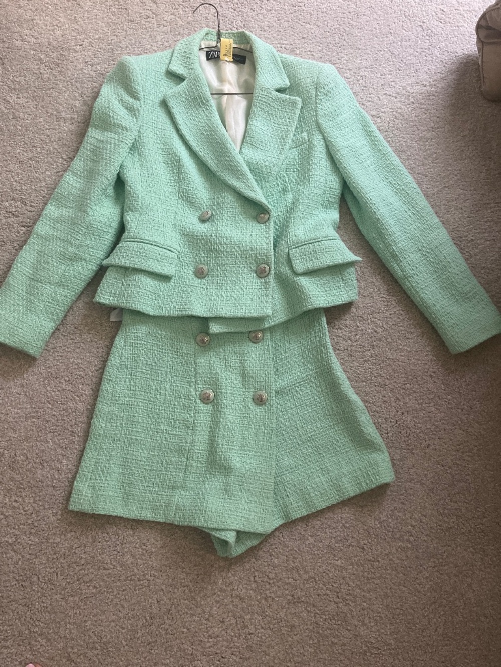 Zara mint blazer and skort set